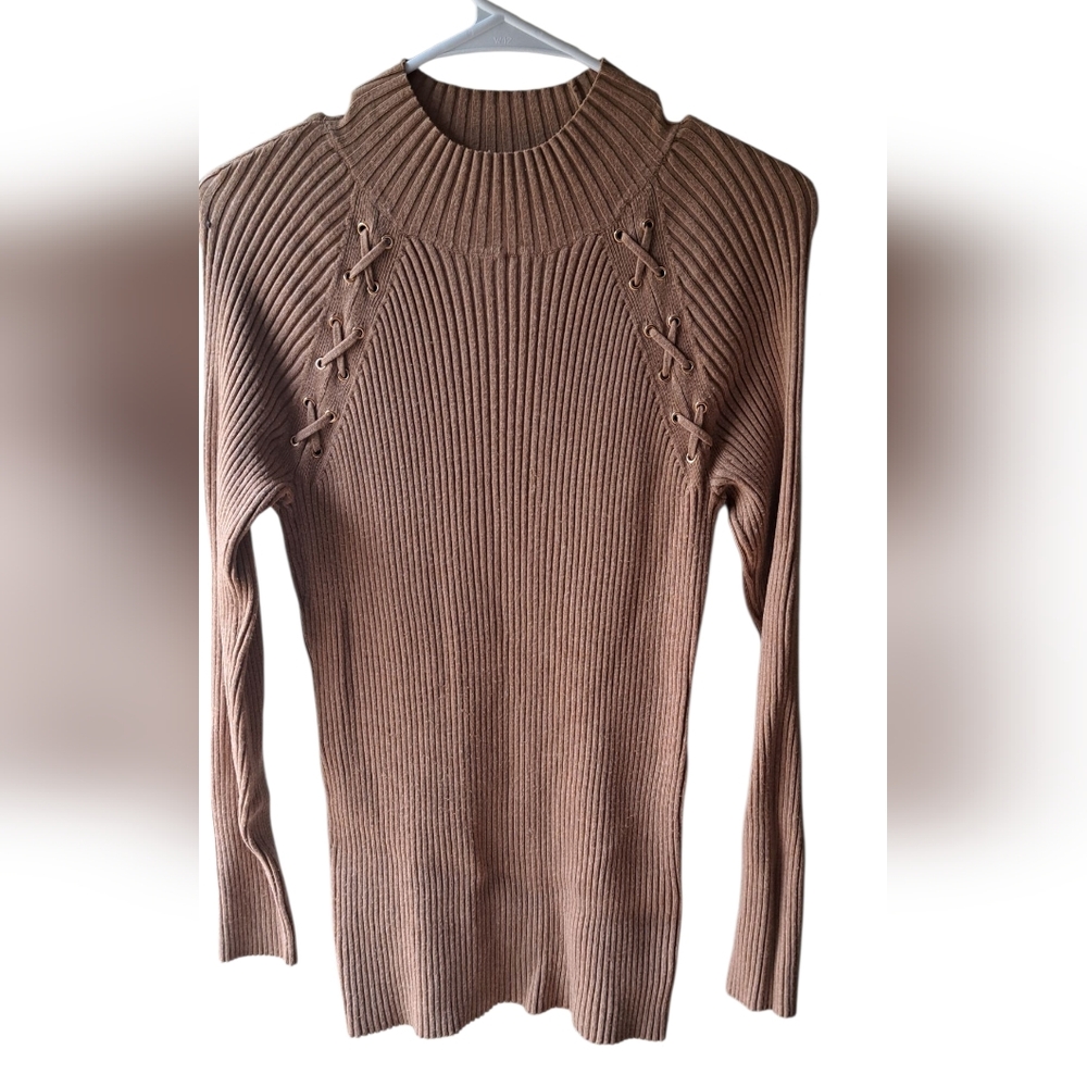 International Concepts Tan Ribbed Sweater